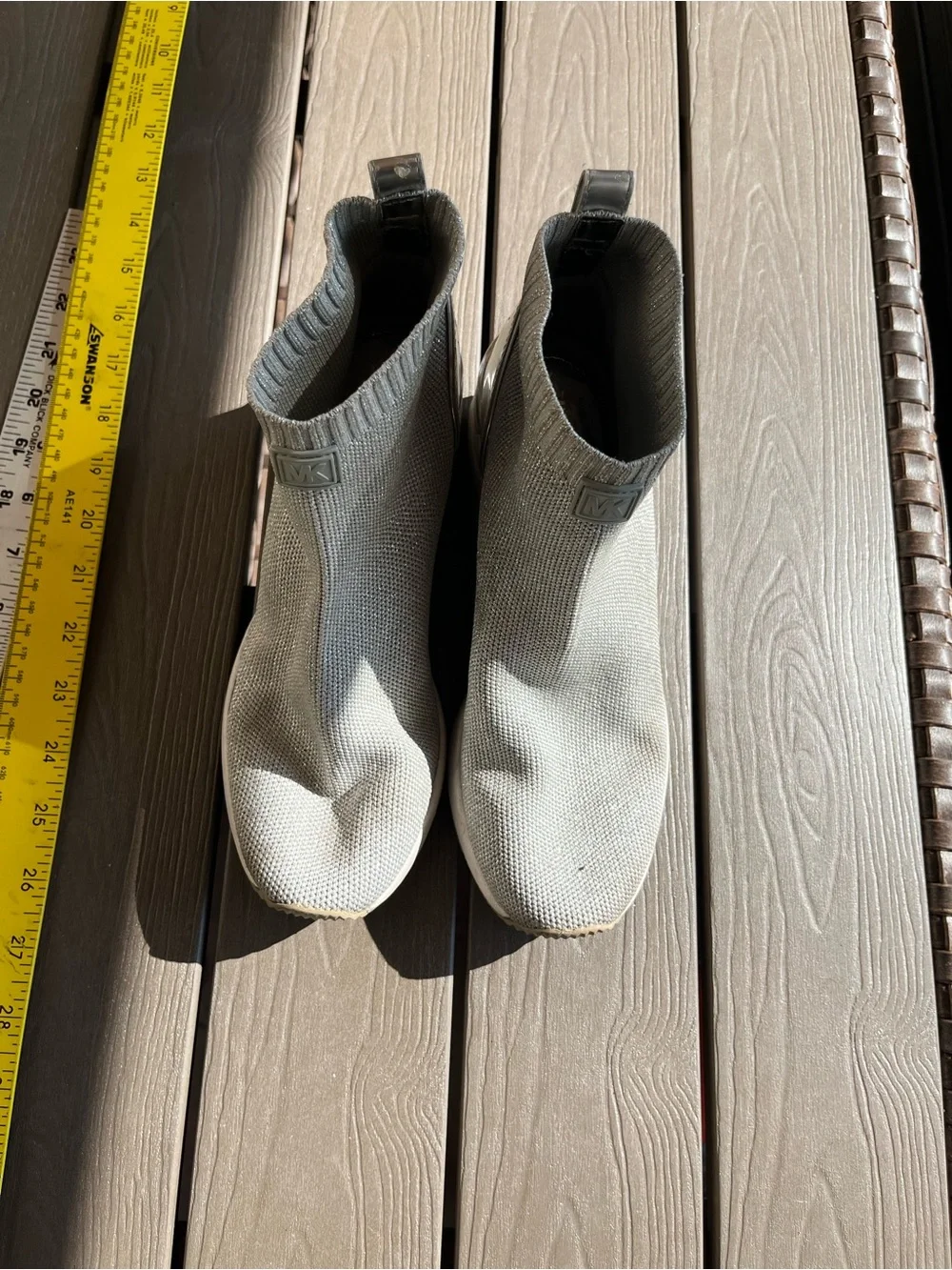 Michael Kors Gray Knit Slip-On Ankle Boots
